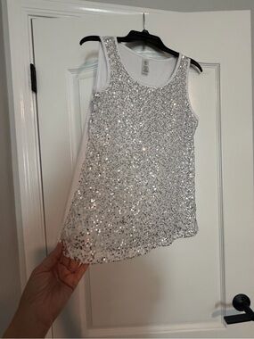Sequin Tank Top - White